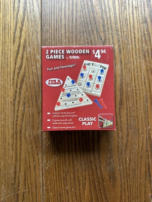 Mini 2 PC Wooden Games Tic Tac Toe & Tricky Triangle Table Family Classic Home