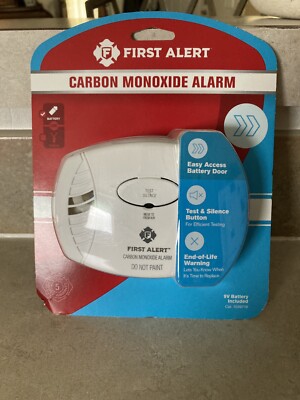 FIRST ALERT FAT1039718 Battery-Powered Carbon Monoxide Alarm, 9v, White