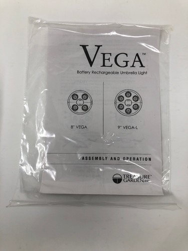 Treasure Garden Rechargeable Vega Patio Umbrella LED 8