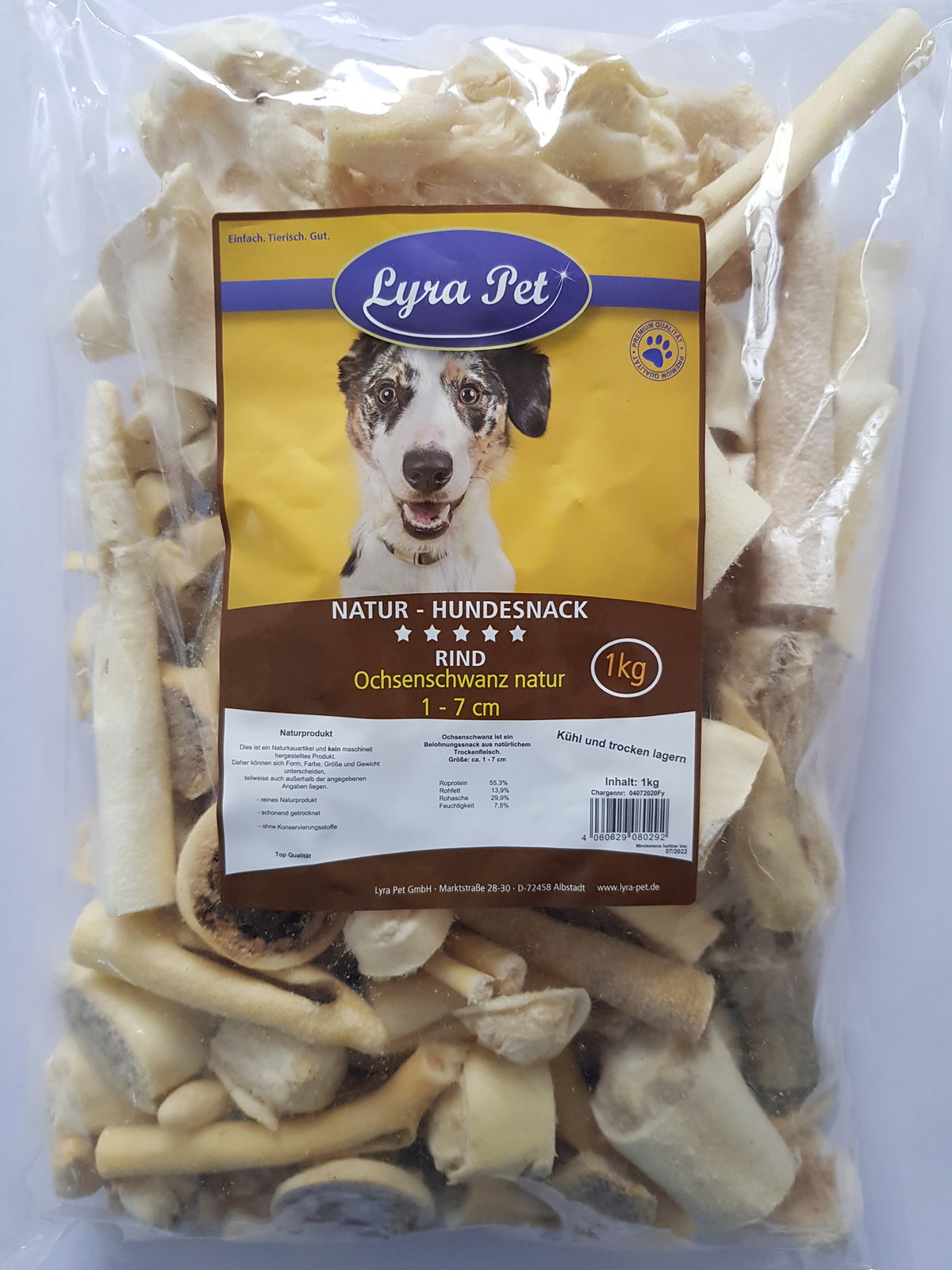 1 kg Ochsenschwanz 1 7 cm 1000 g wie Ochsenziemer Kauartikel Hund