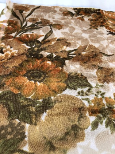 Vintage Mid Century Velvet Upholstery Fabric 58” X 54” Floral With Warm Tones