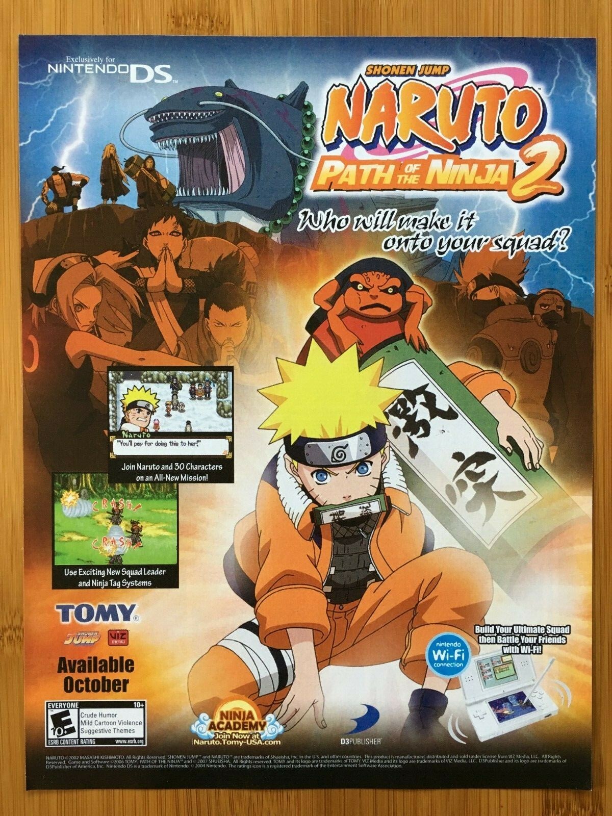 Naruto: Path of the Ninja 2 Nintendo DS 2008 Poster Ad Print