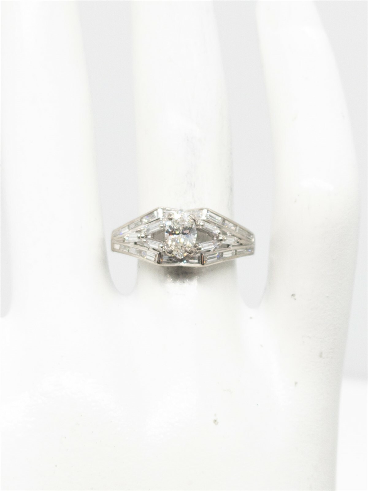 Designer $7000 2.15ct Marquis Baguette VS H Diamond 18k