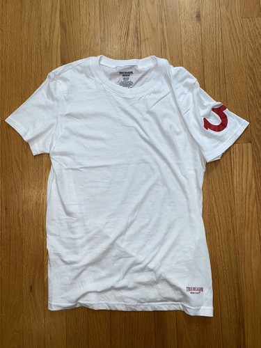 TRUE RELIGION T SHIRT, White Short Sleeves, Red Logo Men's