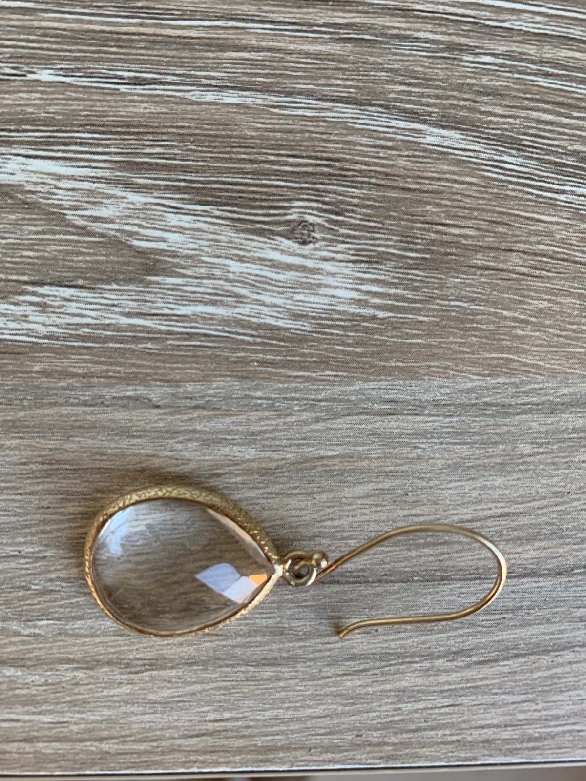 Novica Clear Quartz Pear Dangle Drop Earrings Gold Vermeil RETAIL $118.99