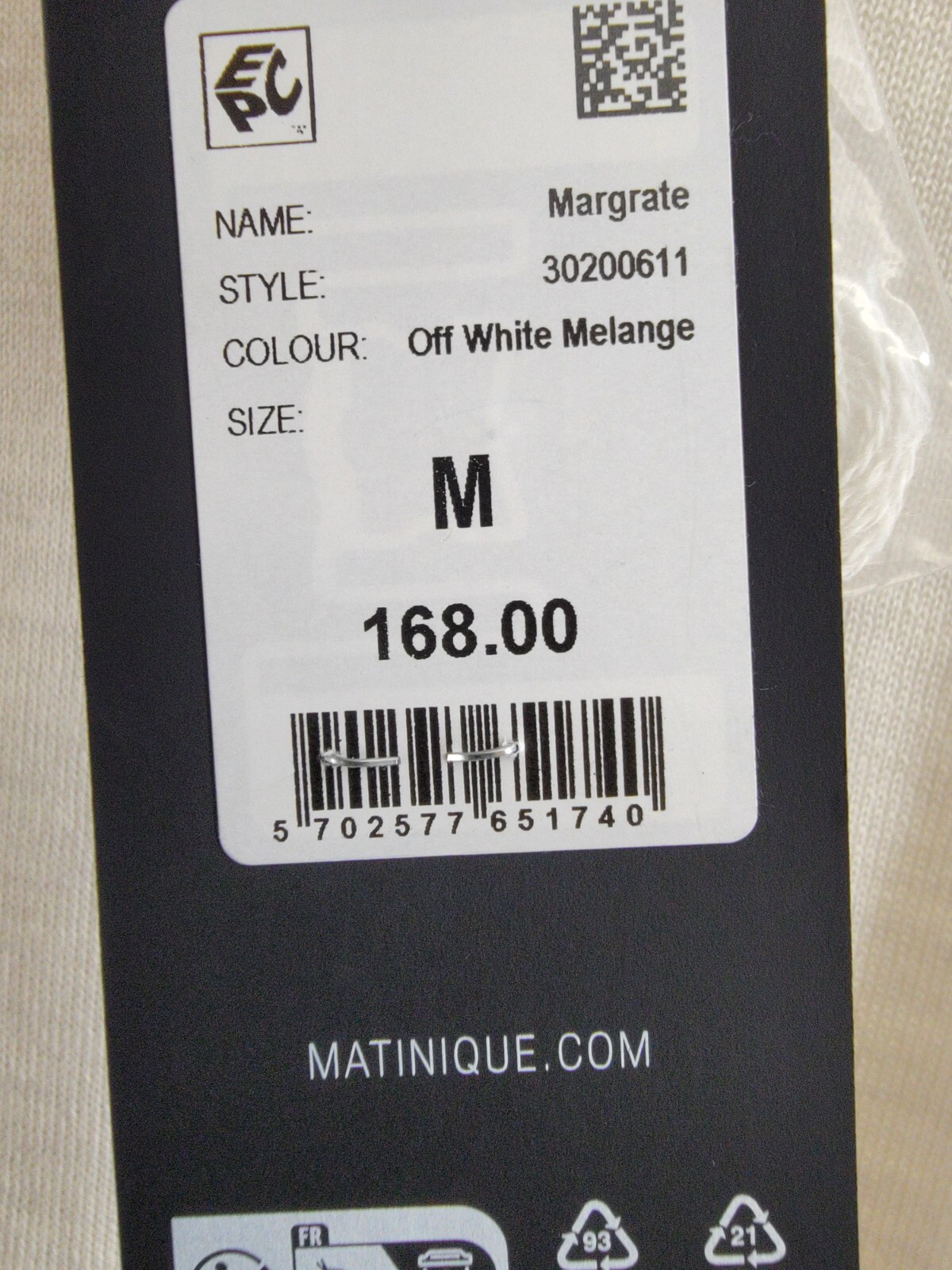 Matinique Margrate Merino Sweater Men's M Off White Melange Round Neck Pullover - Picture 17 of 17