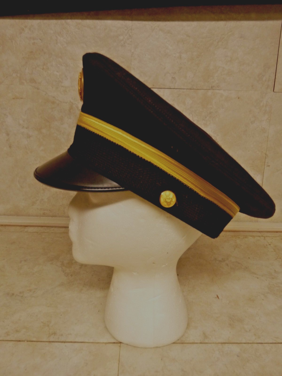 Vintage Bancoft Military Cap Hat Sz 7 1/4 with Army Cap Gold Pin