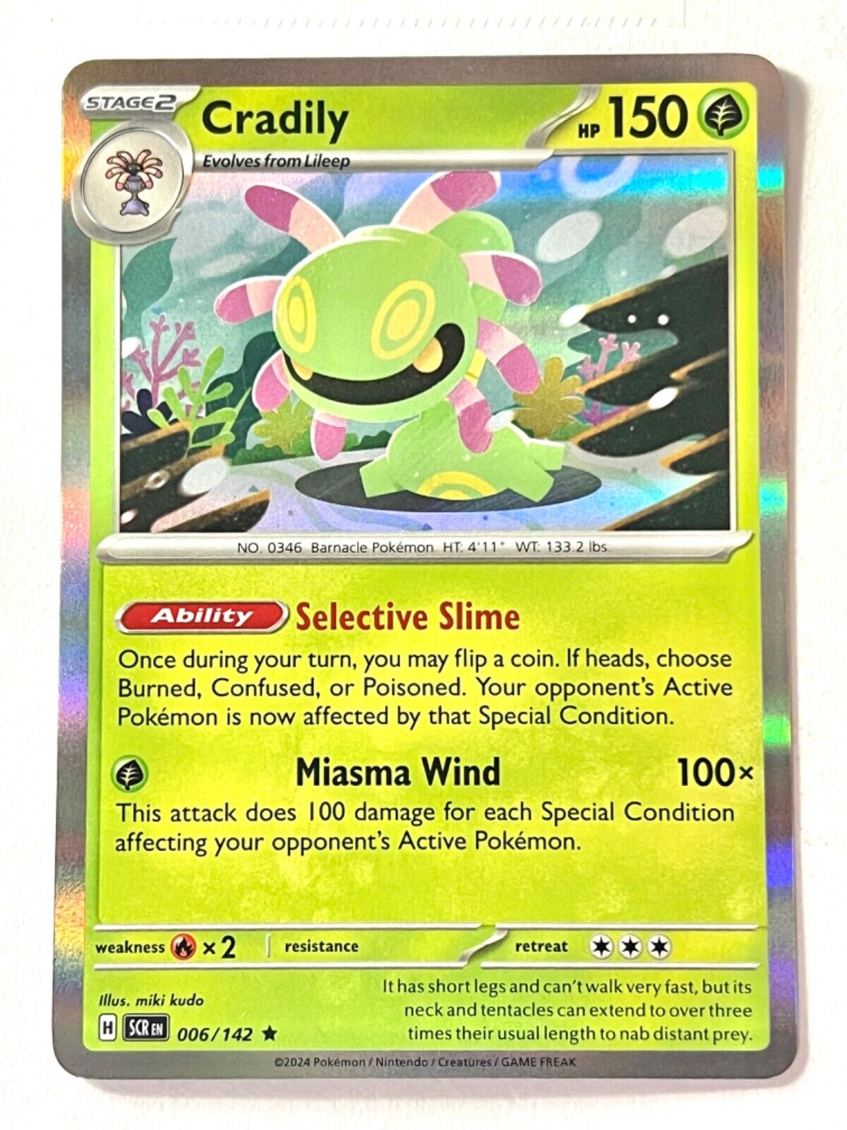 Cradily 006/142 Holo Rare - Stellar Crown Pokemon TCG - Pack Cradily 006/142 Holo Rare - Stellar Crown Pokemon TCG - Pack