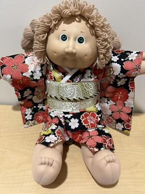 TSUKUDA HM2 Tan/Green Girl Made In Japan Cabbage Patch Kids Doll and kimono