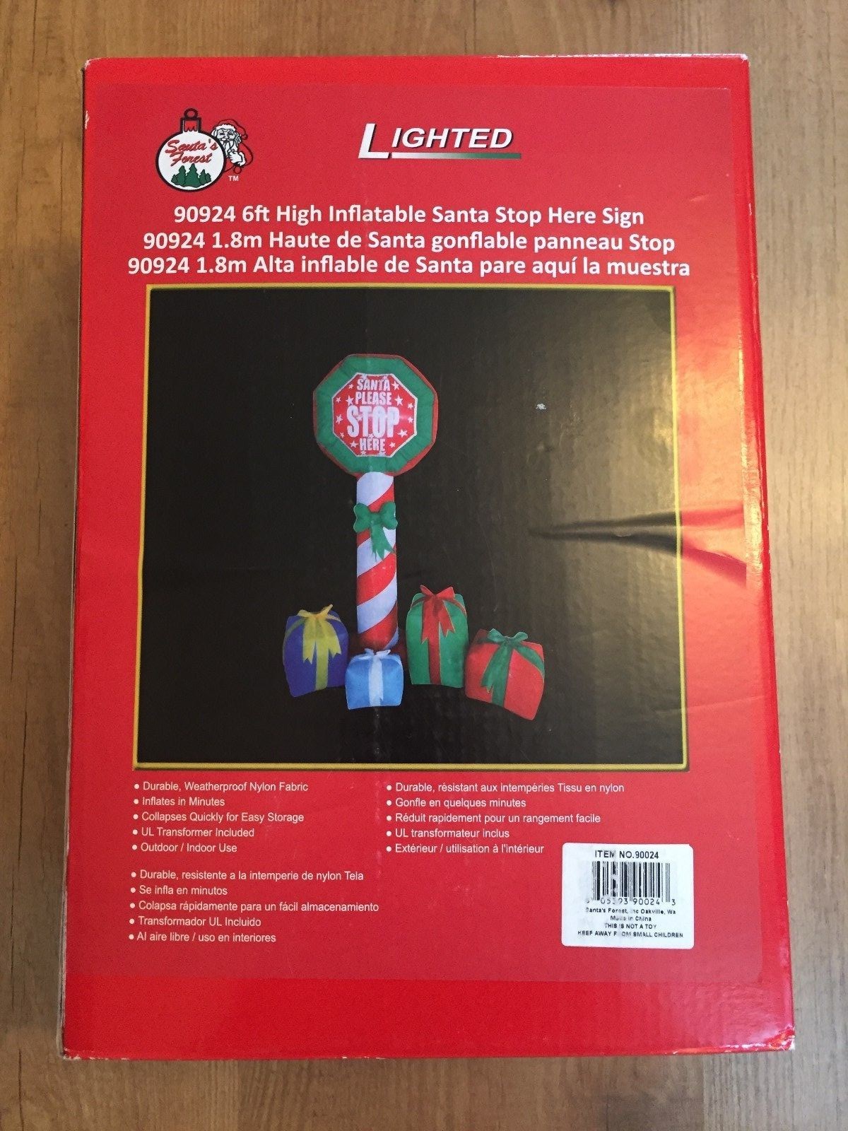 INFLATABLE SANTA STOP HERE YARD SIGN LIGHTED OUTDOOR LAWN DECORATION YARD DECOR
