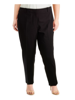 

CALVIN KLEIN Womens Black Cropped Wear To Work Брюки прямого кроя Plus, Черный, CLE9927A