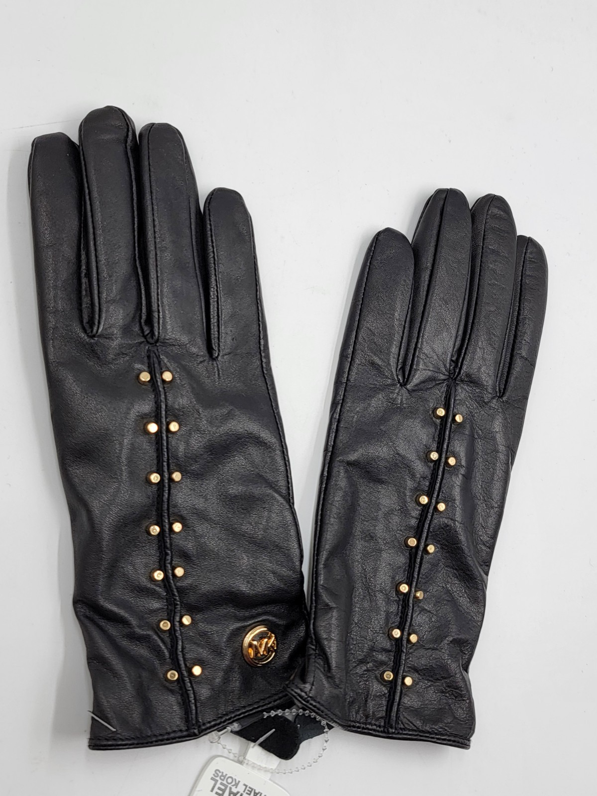 MICHAEL Michael Kors Leather Astor Studded Touch Tips Gloves Women's S Black - Picture 3 of 12