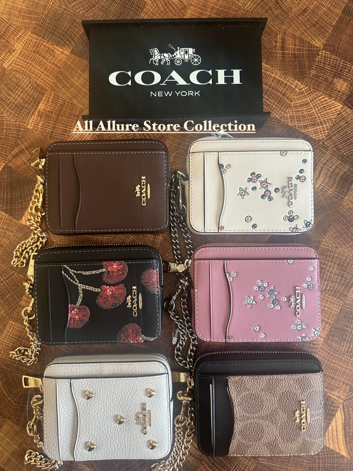 BN Coach Zip Card Case W Chain Wristlet~Wallet~pick color | eBay