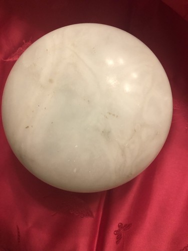 Vintage White Alabaster Round Jewelry or Trinket Box