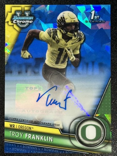 2023 Bowman University Chrome Sapphire Edition Troy Franklin #PA-TFR