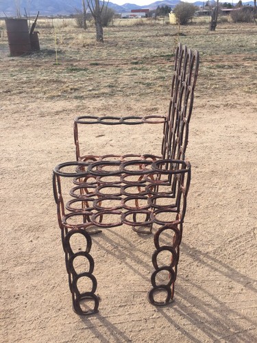 Antique Rustic Western Chair Made From Horse Shoes Very Old