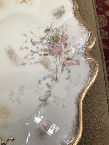 KPM Germany Fine Porcelain Serving Platter Flower Floral Gold Trim (CG)