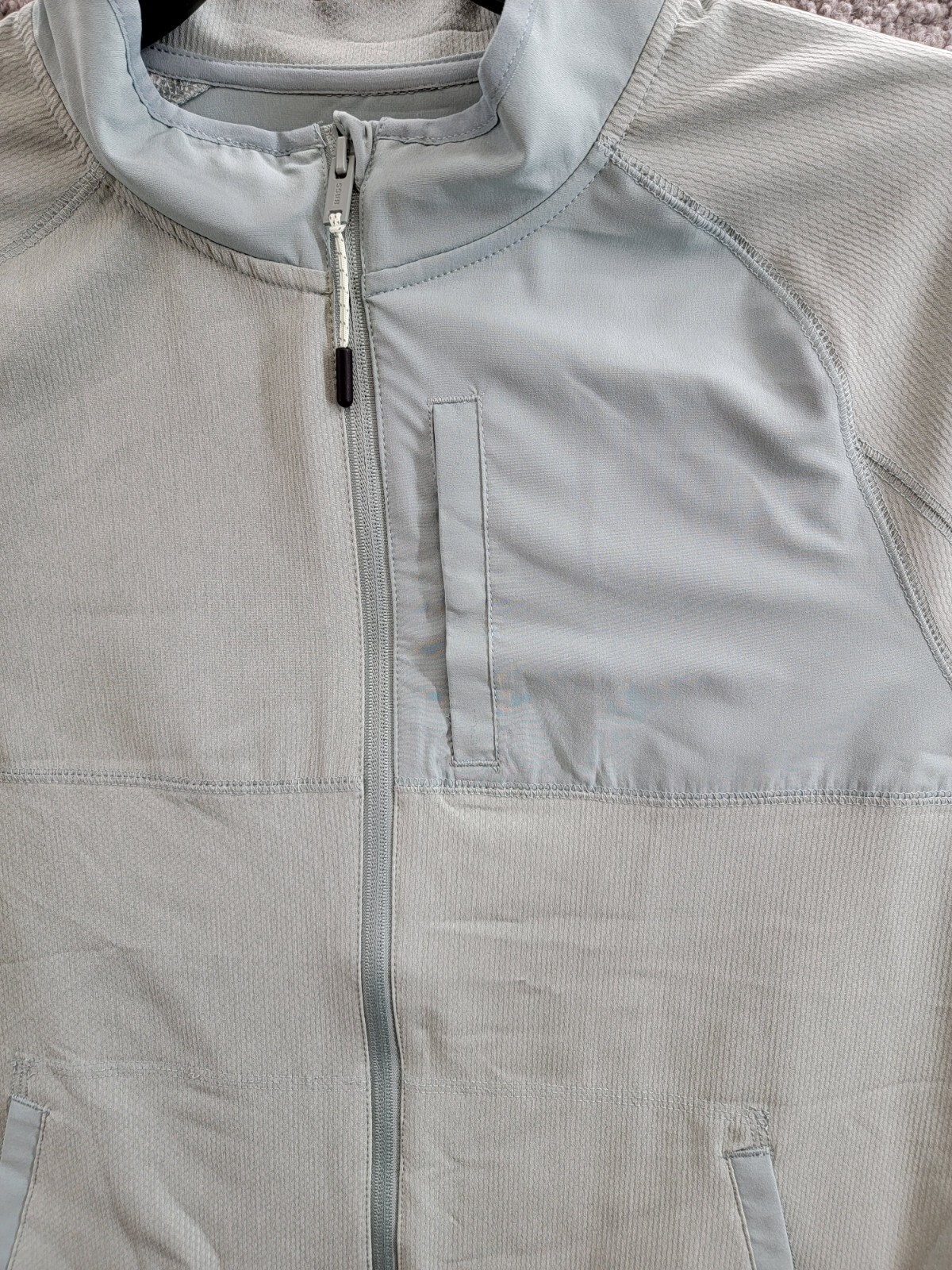 BASS OUTDOOR Trail Jacket Mens L Silver Blue Cationic Mock Neck Full Zip Closure - Picture 9 of 17