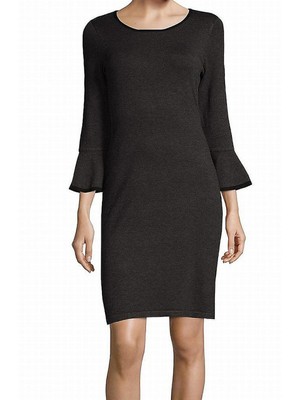 

CALVIN KLEIN Женское серое облегающее платье выше колена с расклешенными рукавами, Серый