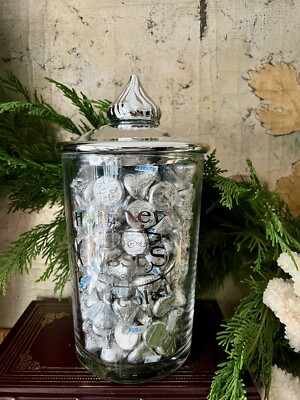 Hershey Kisses Canister Made Of Glass Vintage Gift LARGE 10''