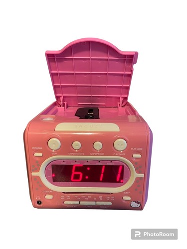 Hello Kitty Clock AM/FM Radio CD Player Dual Alarm KT2053A *Untested