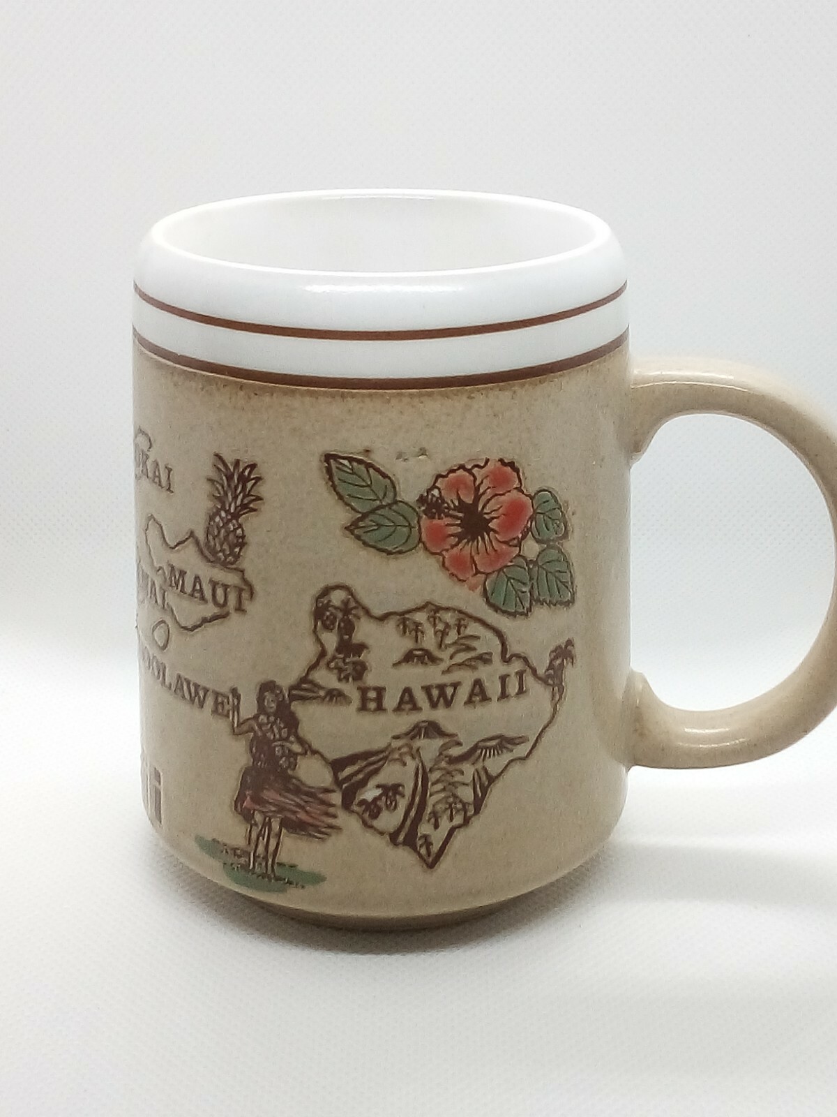 Vintage Map of HAWAII Embossed 10oz. Coffee Mug Cup