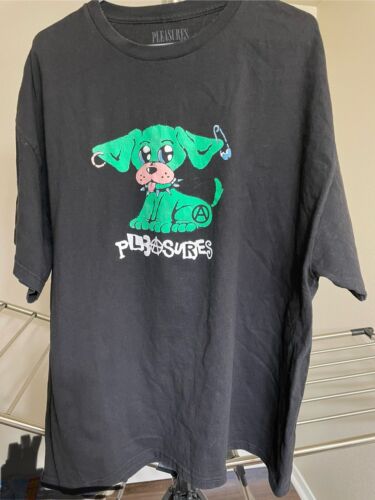 Pleasures Brand Ruff T-shirt Unisex XXL Size Black/Green Dog Pleasures Brand Ruff T-shirt Unisex XXL Size Black/Green Dog
