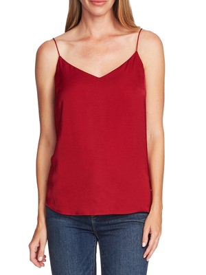 Женская красная майка на бретельках-спагетти с V-образным вырезом VINCE CAMUTO XXS