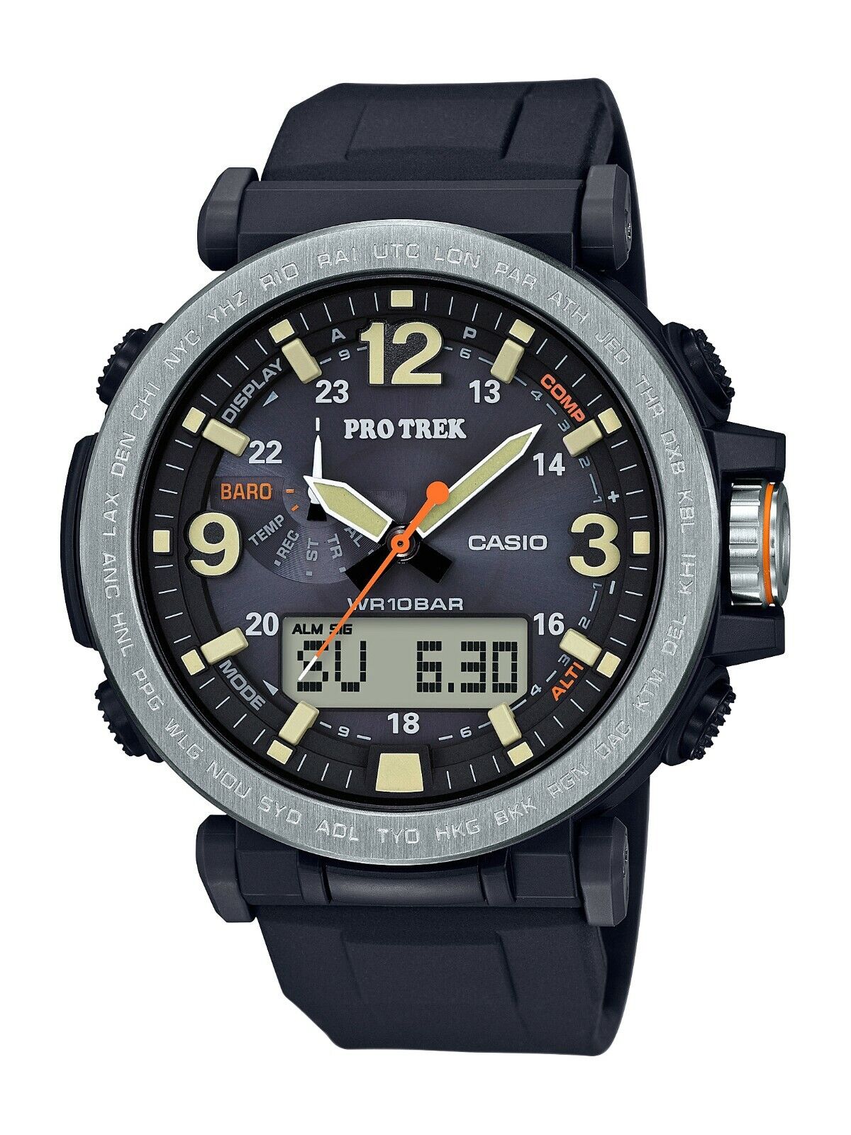 Мужские наручные часы Casio Pro Trek Tough Solar с тройным датчиком 51 мм PRG-600-1