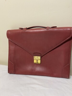 VINTAGE Gucci Briefcase Document Case Brick Brown Soft Leather Made In ITALY
