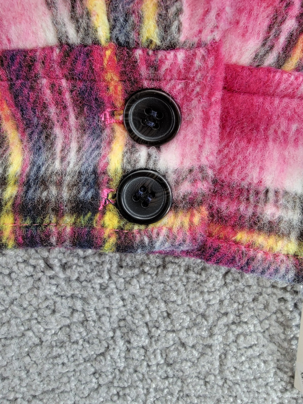 AQUA Plaid Duster Trench Coat Women's XS Pink/Black Collared Button Front L/S - Picture 11 of 19