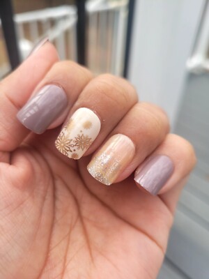 Press On Nails Beige Gold Manicure One Step Short Square