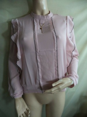 Yi Sha Bei Er Womans L/S Top Elastic Gathers on Back Mauve Filmy Poly XL NIP
