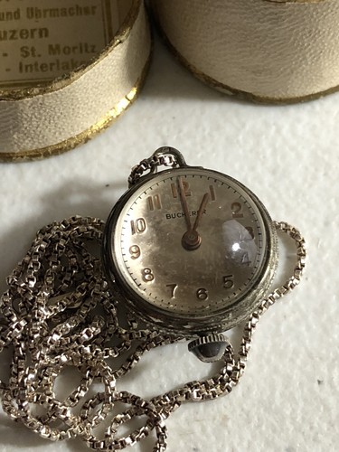 C. Bucherer Swiss Pendant Bubble Ball Watch with Silver Chain Art Deco