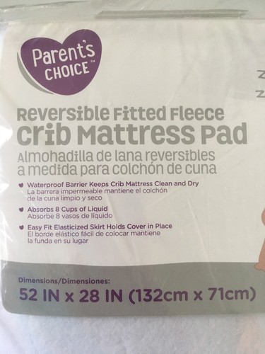 NEW (2 PACK) Parent's Choice Baby Infant Fitted White Fleece Crib Pad Waterproof