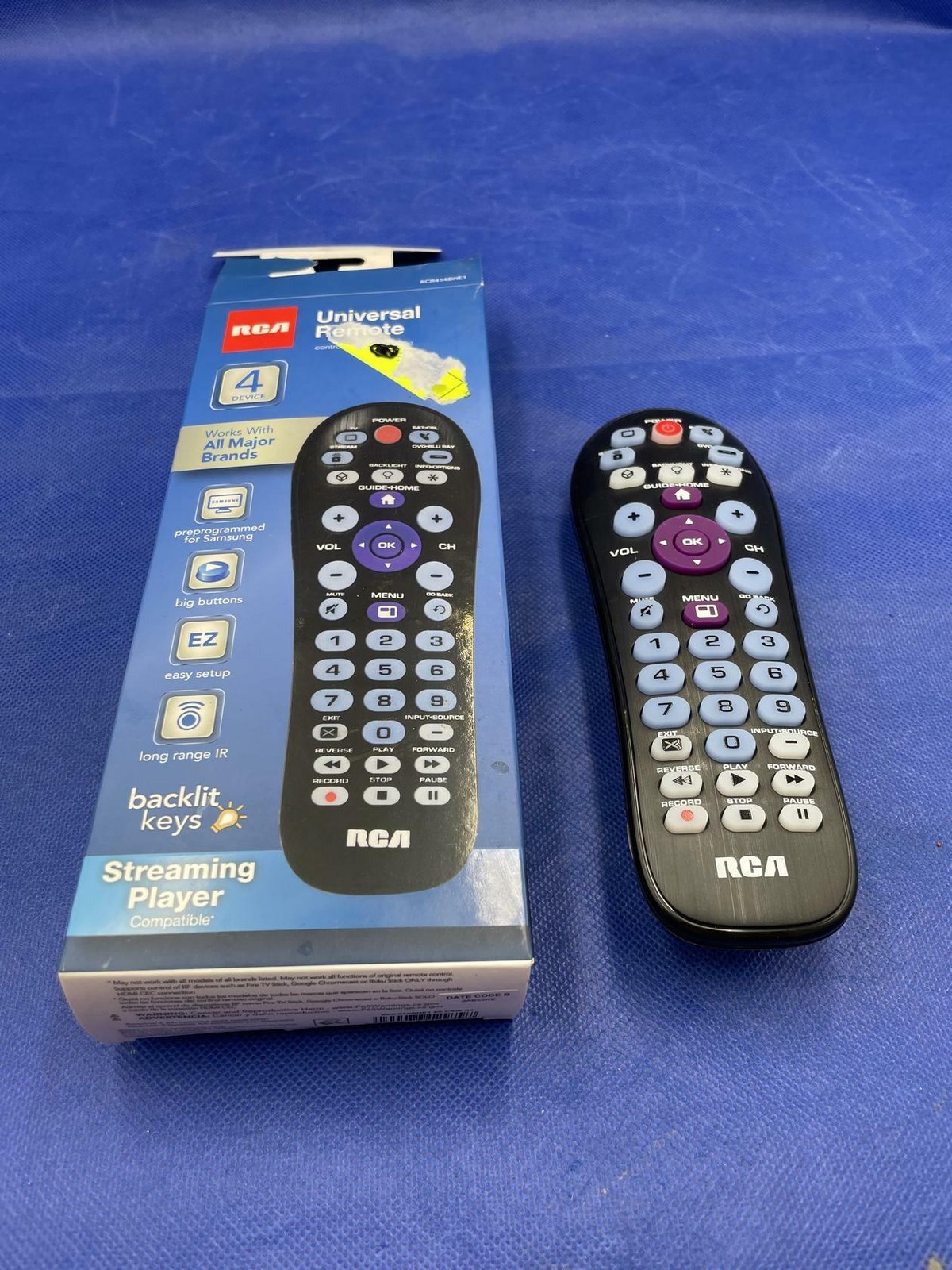 RCA Universal 4-Device Big Button Universal Remote with Streaming (RCR414BHE)