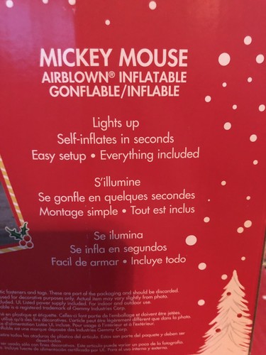 Christmas Disney 3.5 ft Mickey Mouse with Wreath Airblown Inflatable NIB