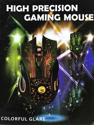 NIB High Precision Gaming Mouse ~ Photoelectric ~ 6 Key ~ 1K 1.6K 2.4K 3.2K DPI