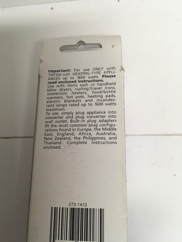 Radio Shack 1600-Watt Foreign Travel Voltage Converter Adapter 273-1413