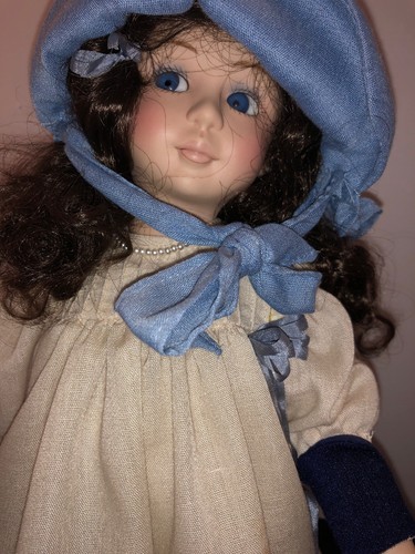 Jan HAGARA 1988 ADRIANNE Porcelain DOLL #17 Rabbit Wagon Both Signed