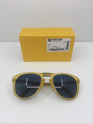 Pre-owned Persol Authentic  Polarized Steve Mcqueen 714sm Folding Sunglass C. 204/s3 In Yellow