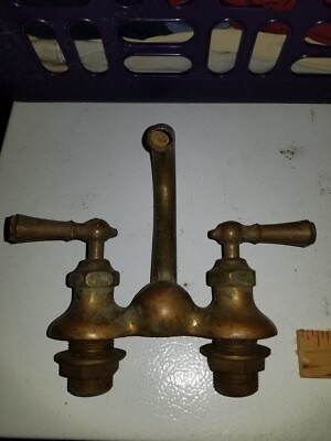 Vintage Small Solid Brass Bathroom Sink Faucet 3 1/3'' Center To Center