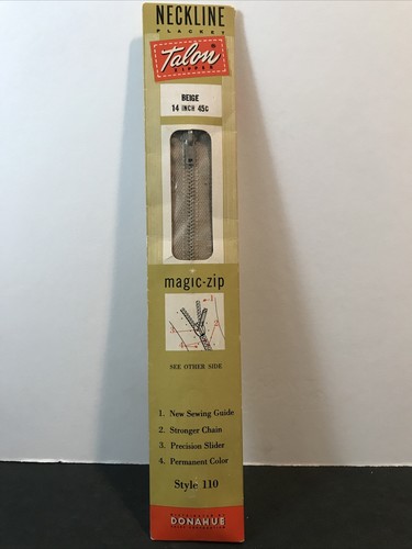 Vintage Talon Neckline Placket Zipper #110 Color Beige NEW