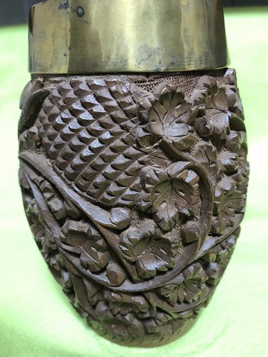 Lot Of 2 Vintage Numbered Wooden Carved Beer Mug Cup Stein With Metal Insert