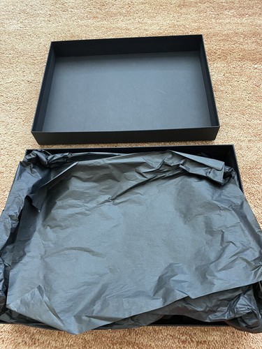 Net-A-Porter Empty Black Gift Box With Ribbon & Tissue Paper 13" X 10" X3" NEW