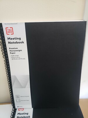 Lot of 2 TRU RED Large Soft Cover Meeting Notebook Blk TR54985 