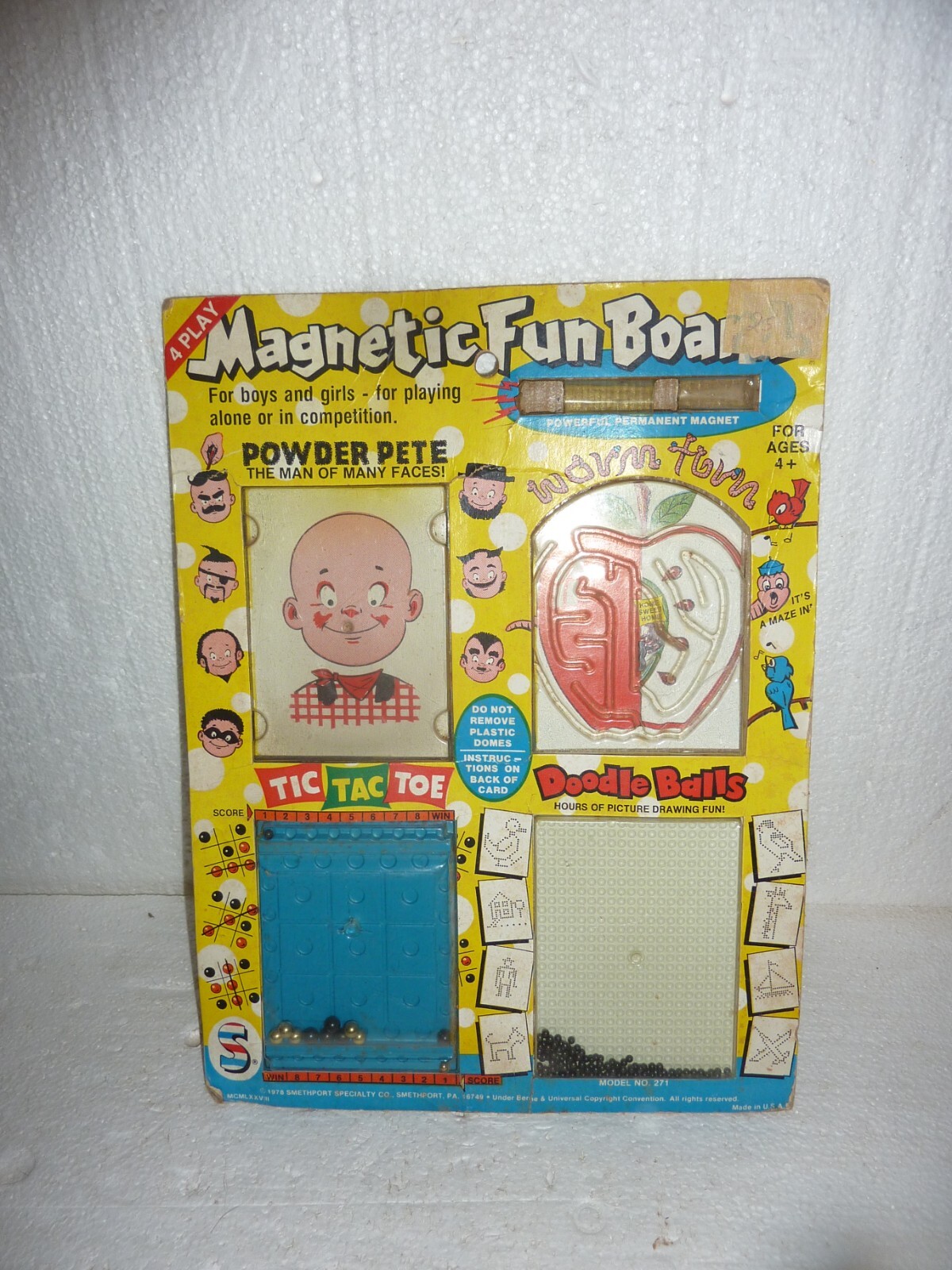 VTG 1978 Magnetic Fun Board 4 Games for Kids Travel Draw
