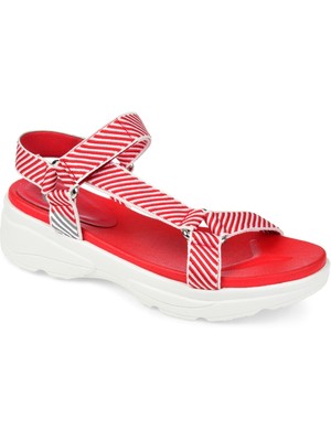JOURNEE COLLECTION Womens Red Cushioned Varro Open Toe Platform Sandals Shoes 7
