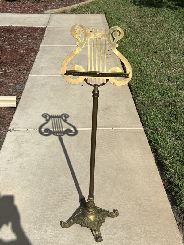 Amazing Antique Solid Brass Music Stand Musical Conductor Decor Restaurant Event