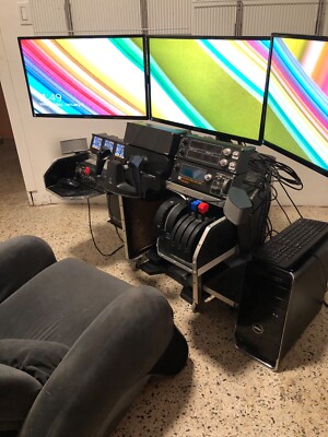 Flight Simulator, Cockpit, Three Monitors, Multiple Saitek Flight Components 